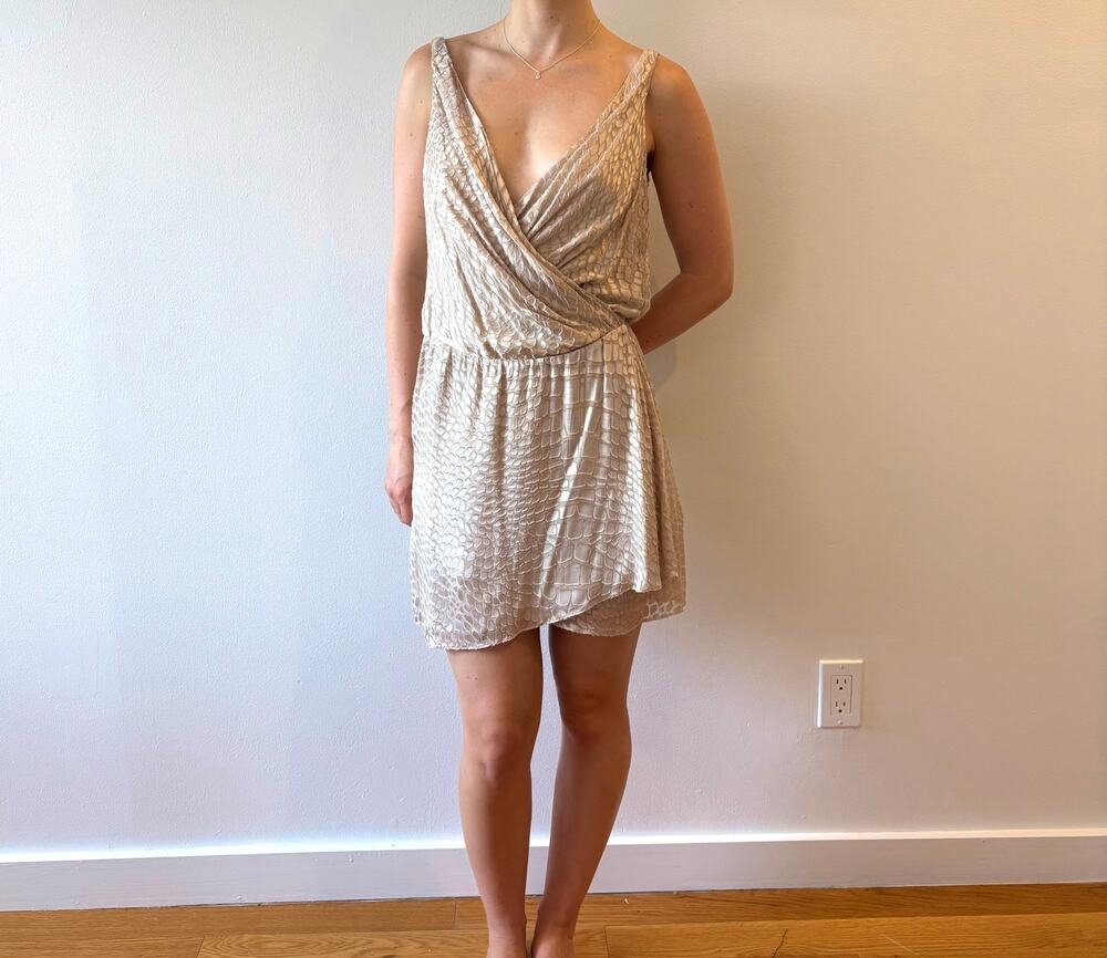 2010s gold wrap small haute hippie mini dress
